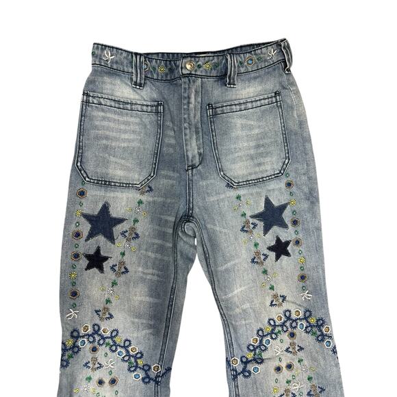 Free People Delphine High-Waist Embroidered Flare Jeans - Picture 7 of 11